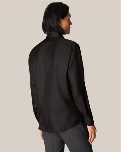 Siyah İpek Twill Gömlek