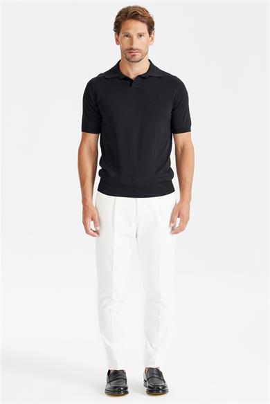 Siyah Polo Yaka Pamuk Triko