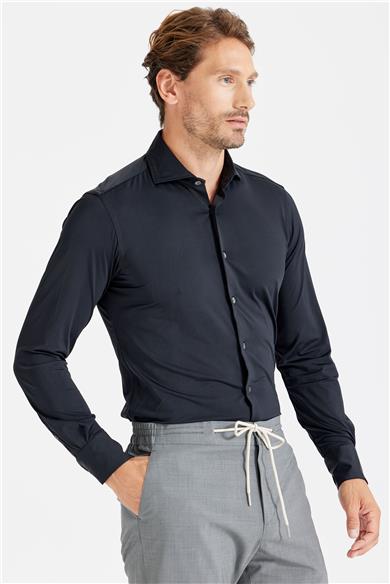 Siyah Teknik Kumaş Gömlek