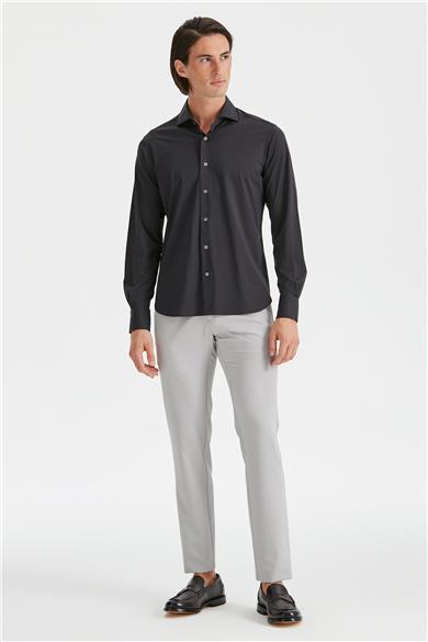 Siyah Teknik Kumaş Gömlek