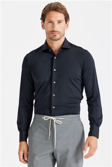 Siyah Teknik Kumaş Gömlek