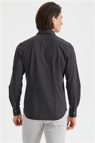 Siyah Teknik Kumaş Gömlek