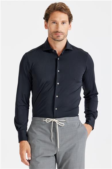 Siyah Teknik Kumaş Gömlek