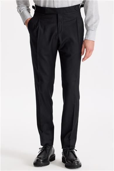 Siyah Tokalı Yün Flanel Pantolon