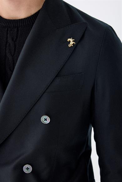 Siyah Zero Gravity Kruvaze Yün Ceket 