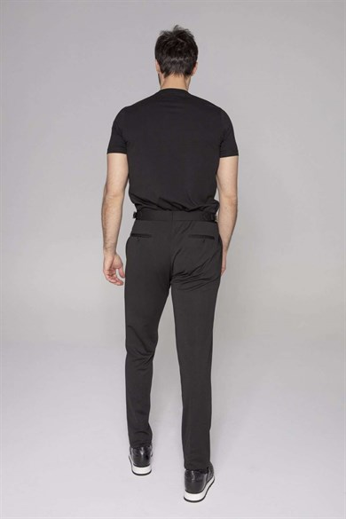 Tombolini Lyocel Fabric Black Buckled Trousers