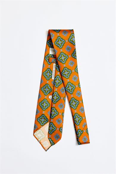 Turuncu Astarsız 3 Fold İpek Kravat