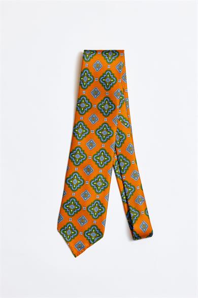 Turuncu Astarsız 3 Fold İpek Kravat