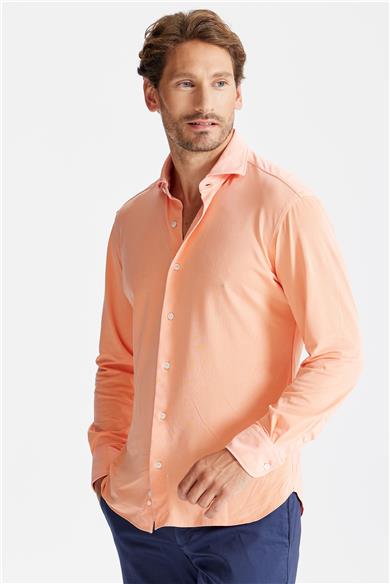 Turuncu Oxford Teknik Kumaş Gömlek