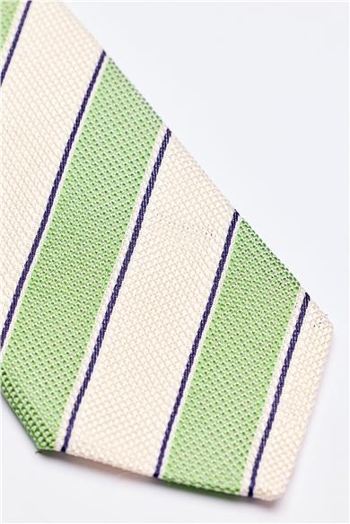 Yeşil Ekru Örgü İpek Kravat