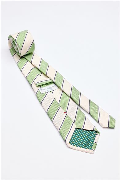 Yeşil Ekru Örgü İpek Kravat