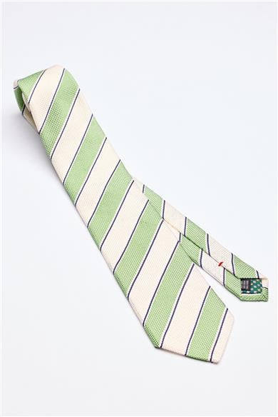 Yeşil Ekru Örgü İpek Kravat