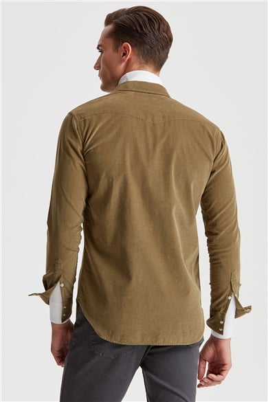 Yeşil Kadife Western Pamuk Gömlek