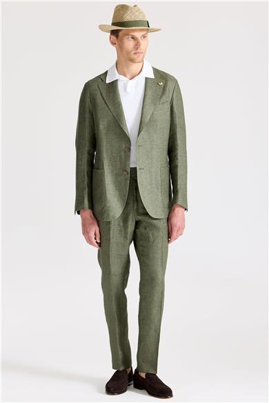 Yeşil Keten Takım Elbise