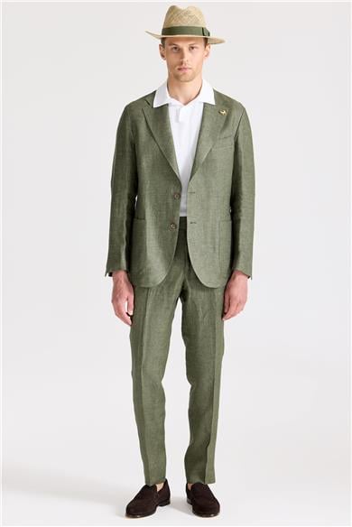 Yeşil Keten Takım Elbise