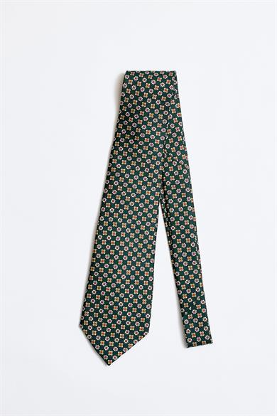 Yeşil Kırmızı 5 Fold İpek Kravat