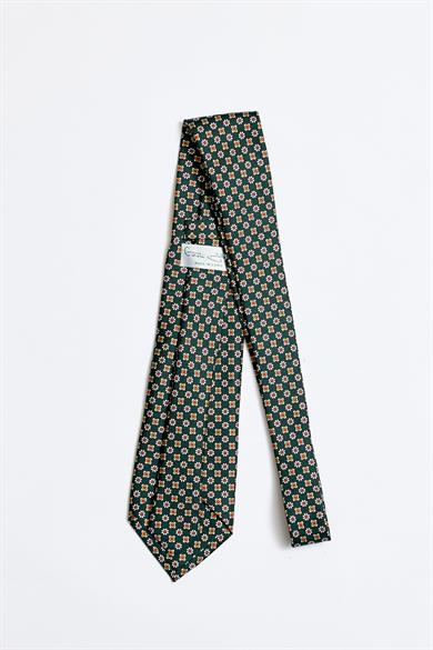 Yeşil Kırmızı 5 Fold İpek Kravat