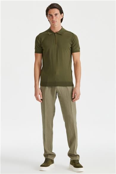 Yeşil Polo Yaka Pamuk Triko