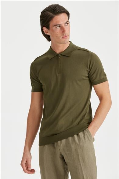 Yeşil Polo Yaka Pamuk Triko