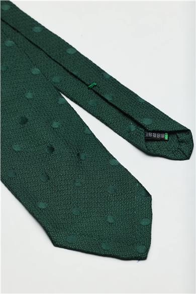 Yeşil Puantiyeli Garza İpek Kravat