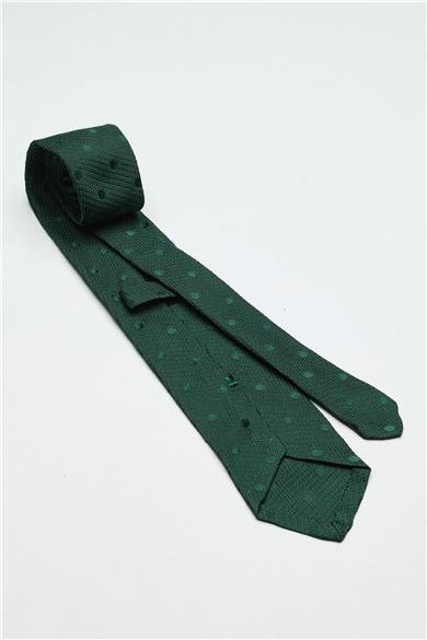 Yeşil Puantiyeli Garza İpek Kravat