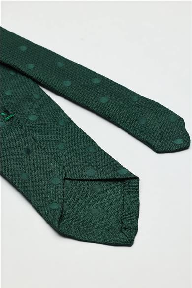 Yeşil Puantiyeli Garza İpek Kravat