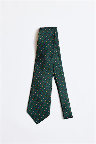 Yeşil Sarı  5 Fold İpek Kravat