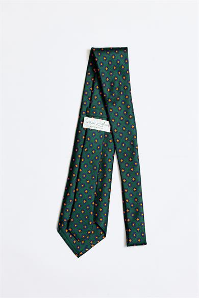Yeşil Sarı  5 Fold İpek Kravat