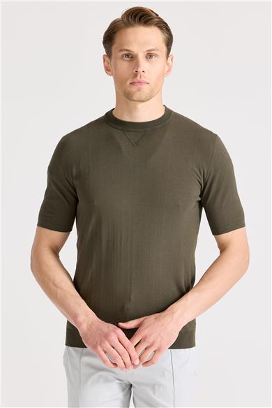 Yeşil Sıfır Yaka Pamuk Triko