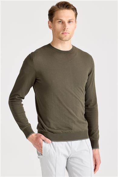 Yeşil Sıfır Yaka Pamuk Triko