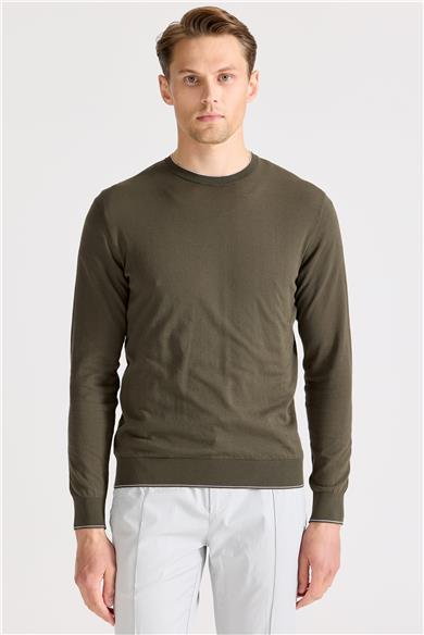 Yeşil Sıfır Yaka Pamuk Triko