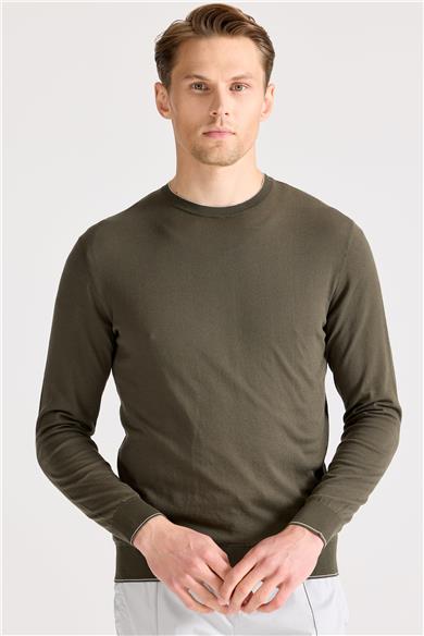 Yeşil Sıfır Yaka Pamuk Triko