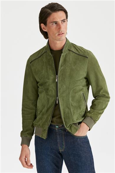 Yeşil Süet Erkek Mont 