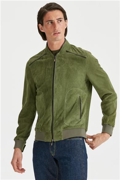 Yeşil Süet Erkek Mont 