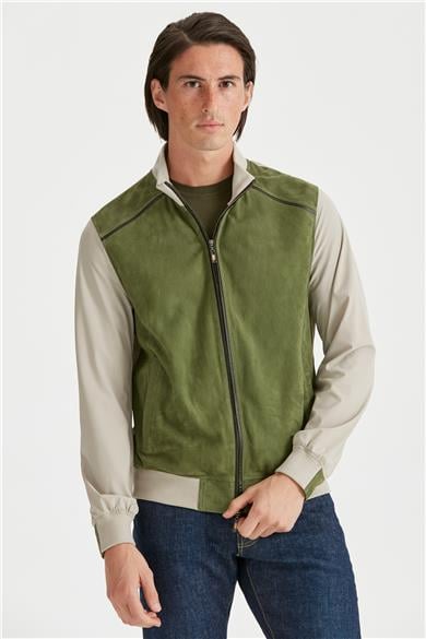 Yeşil Süet Teknik Erkek Mont