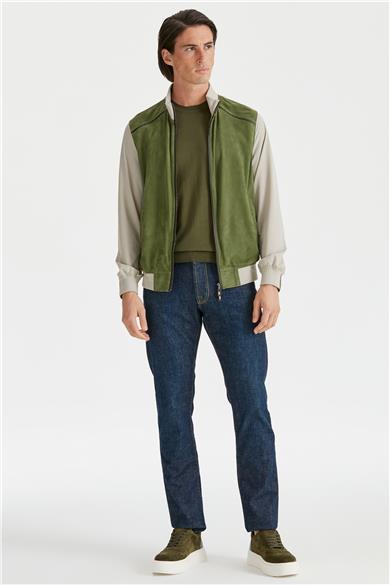 Yeşil Süet Teknik Erkek Mont