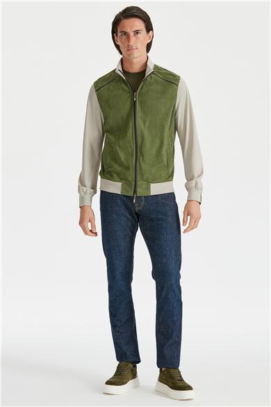 Yeşil Süet Teknik Erkek Mont