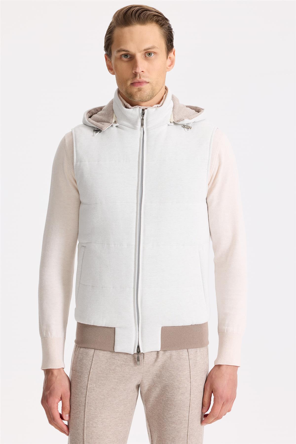 Açık Gri Pamuk Kaşmir Şişme Yelek