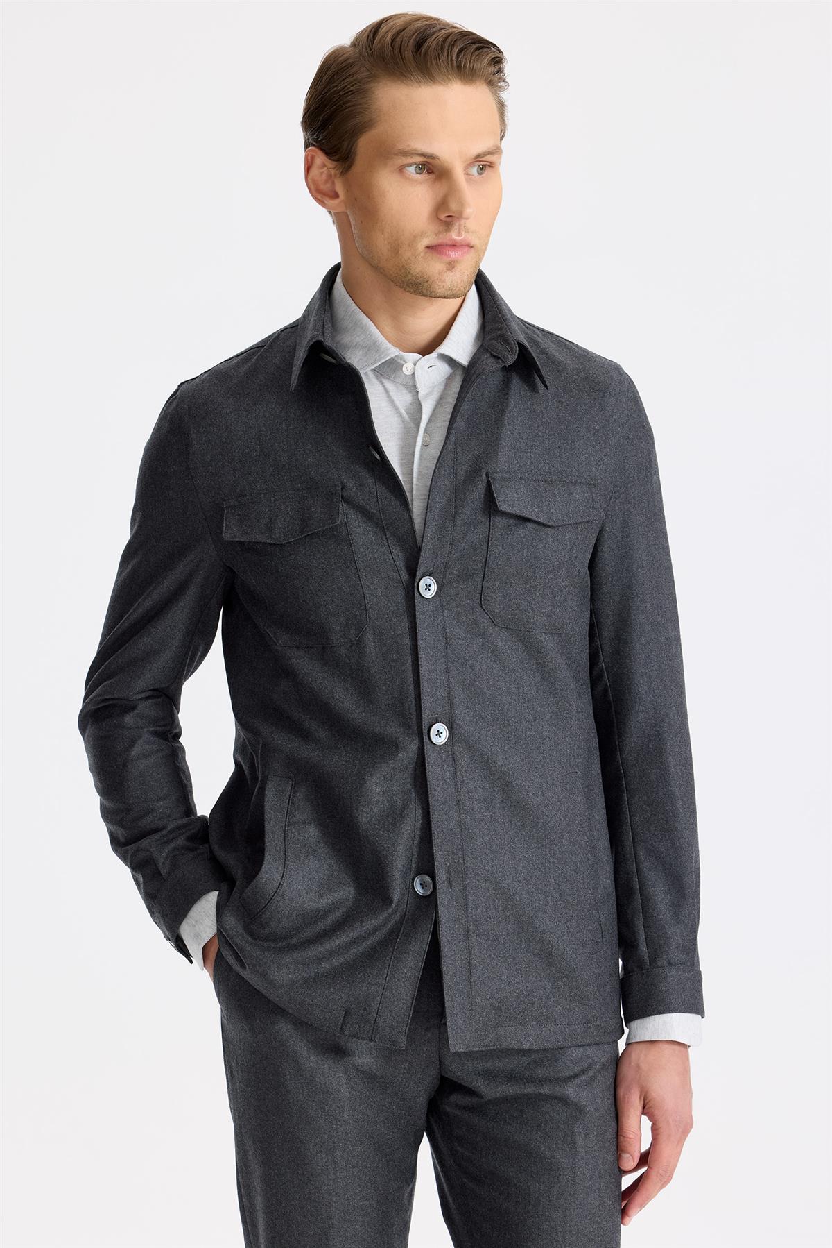 Antrasit Gri Yün Ceket