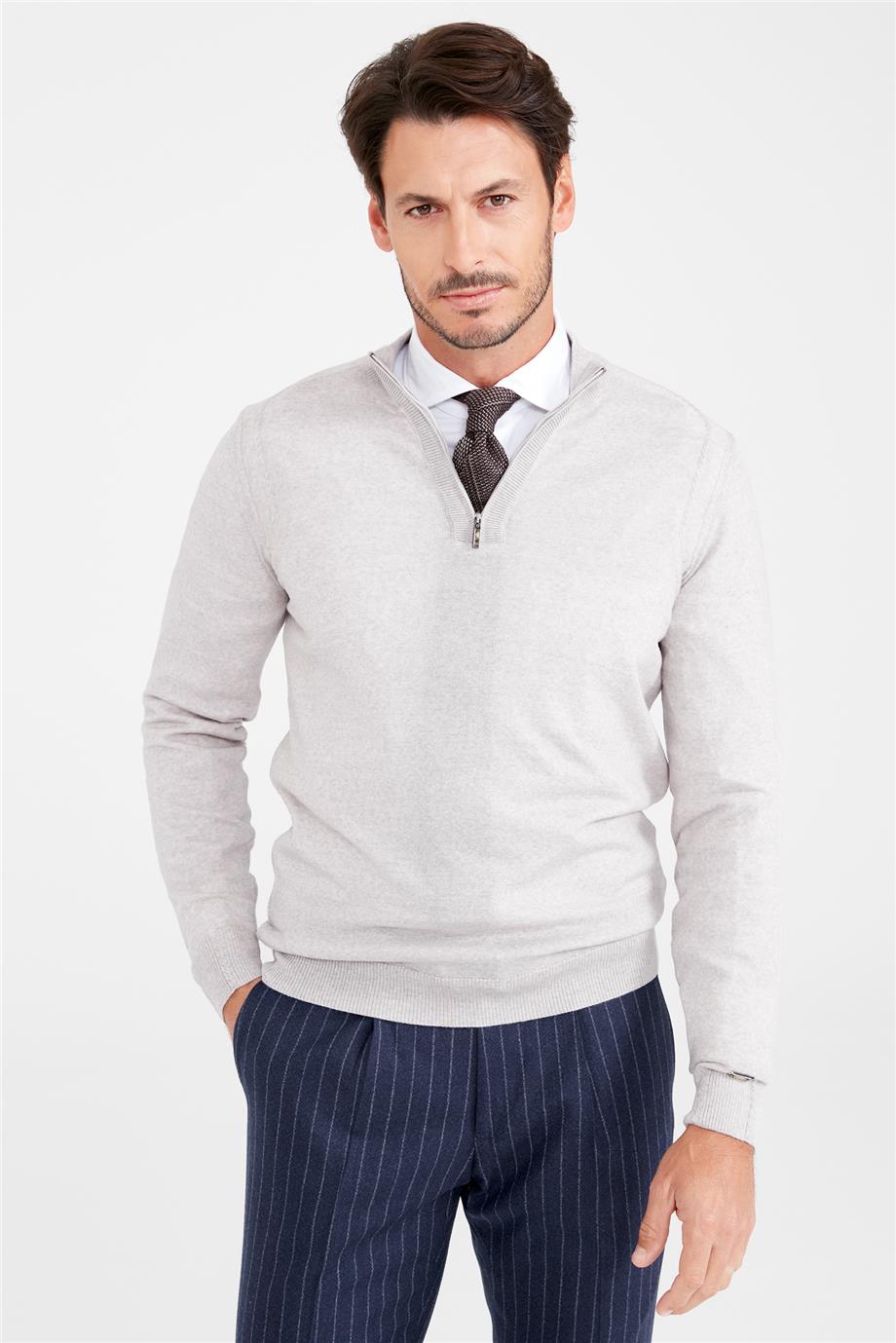 Bej Trio Yaka Yün Triko