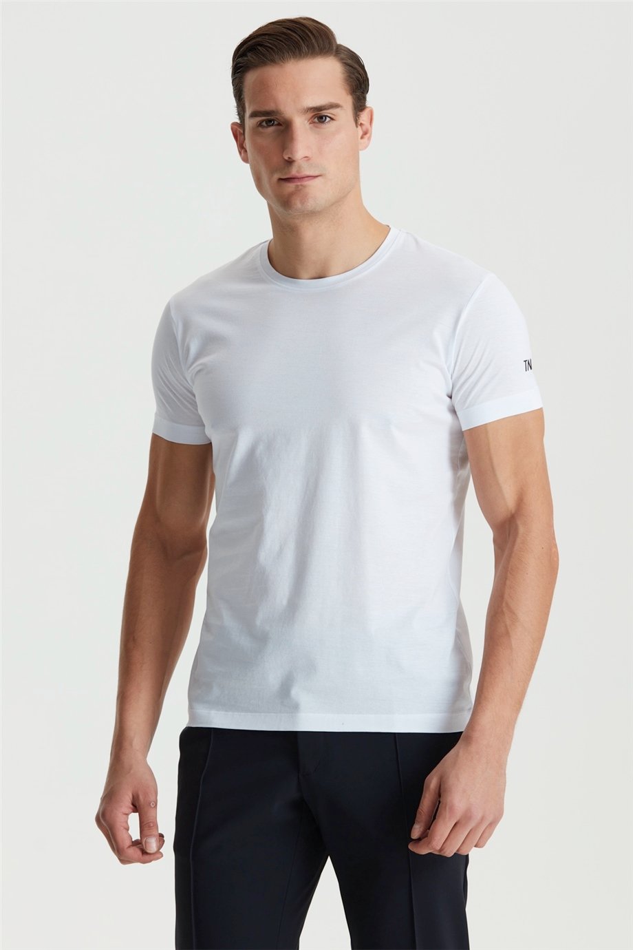 Beyaz Pamuk Saten T-shirt