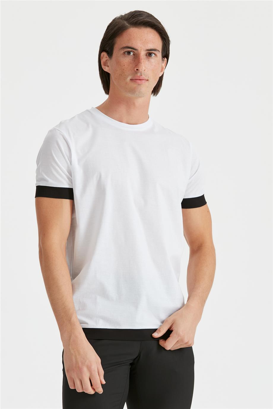 Beyaz Sıfır Yaka T-shirt