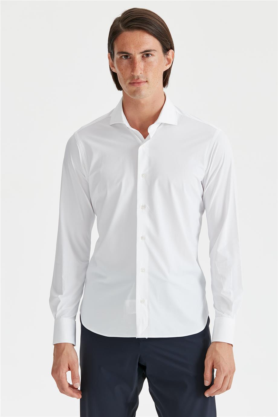 Beyaz Teknik Kumaş Gömlek