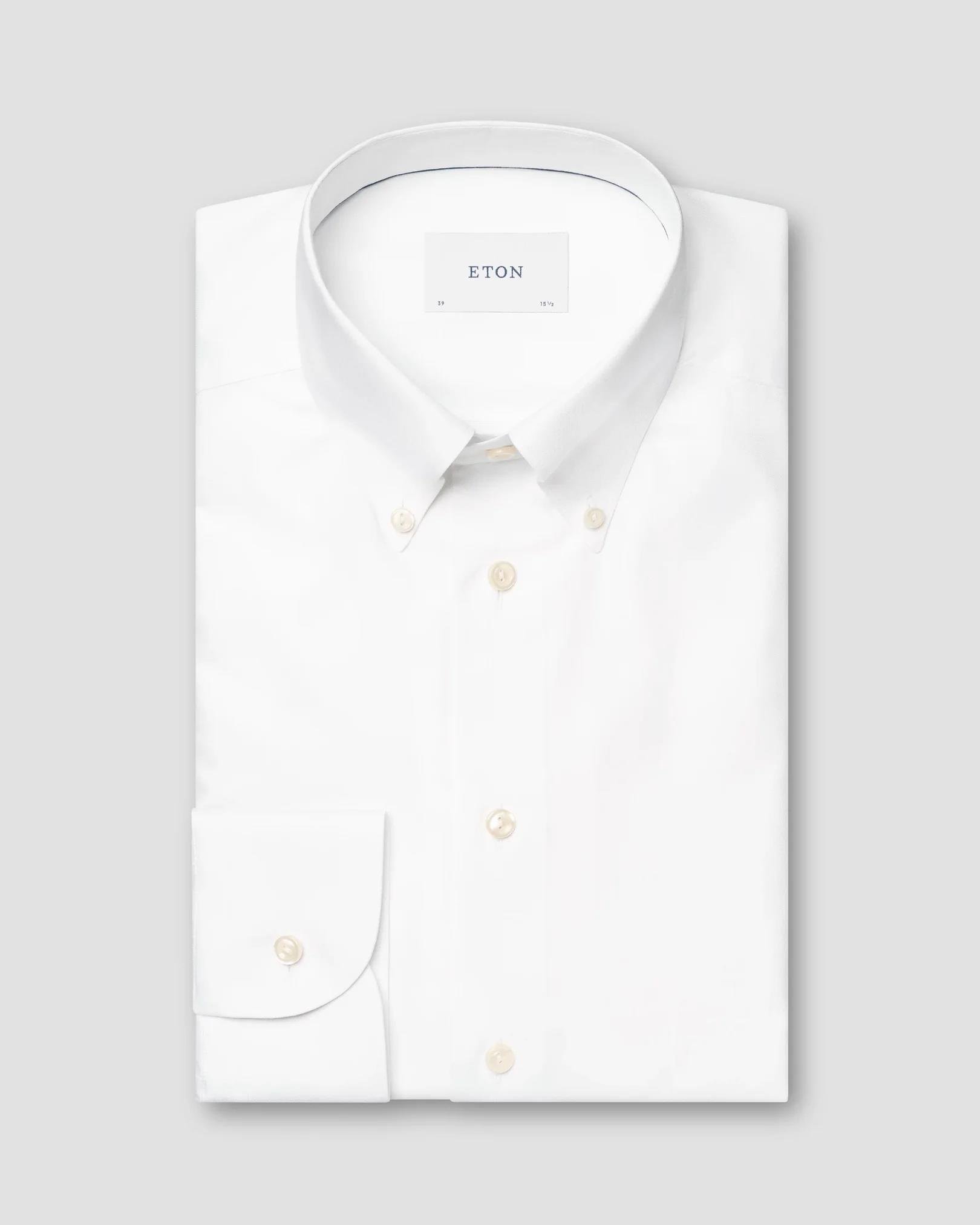 Beyaz Yaka Düğmeli Oxford Pamuk Gömlek 