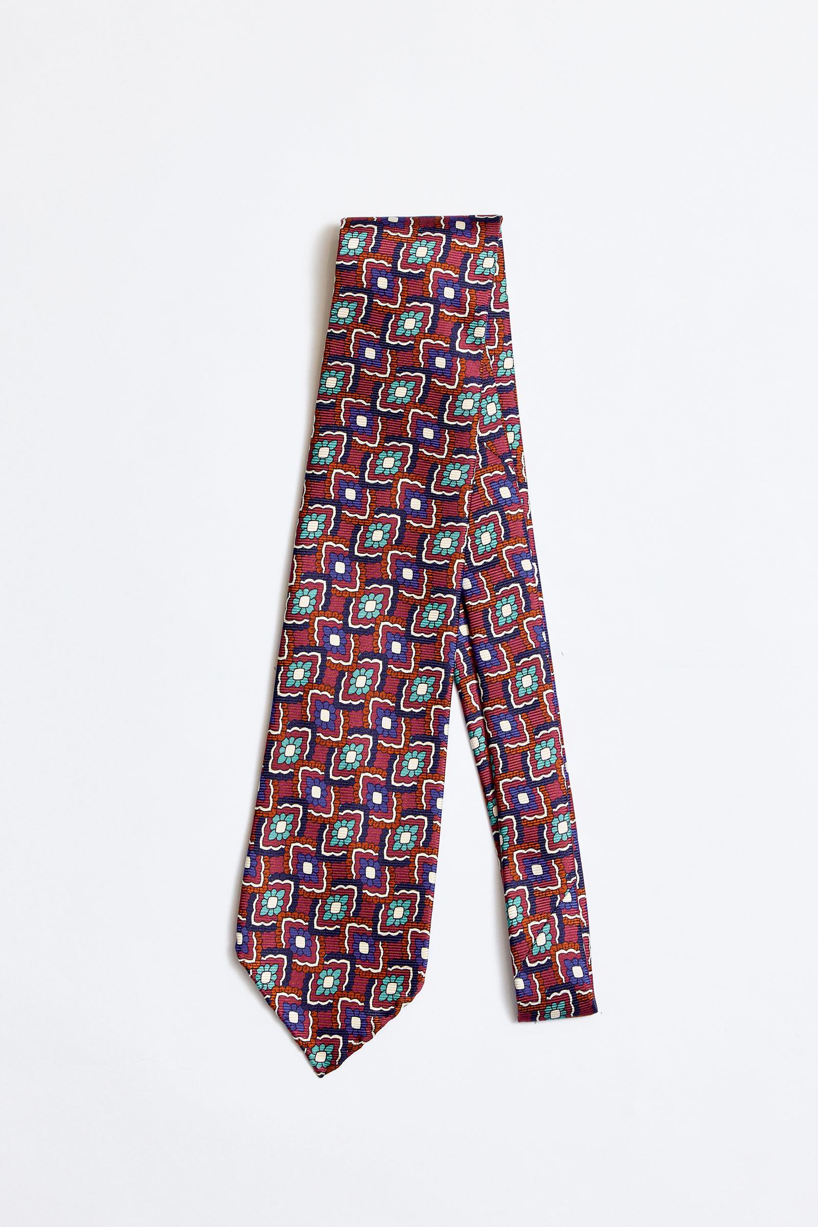 Fuşya Mavi Astarsız 5 Fold İpek Kravat