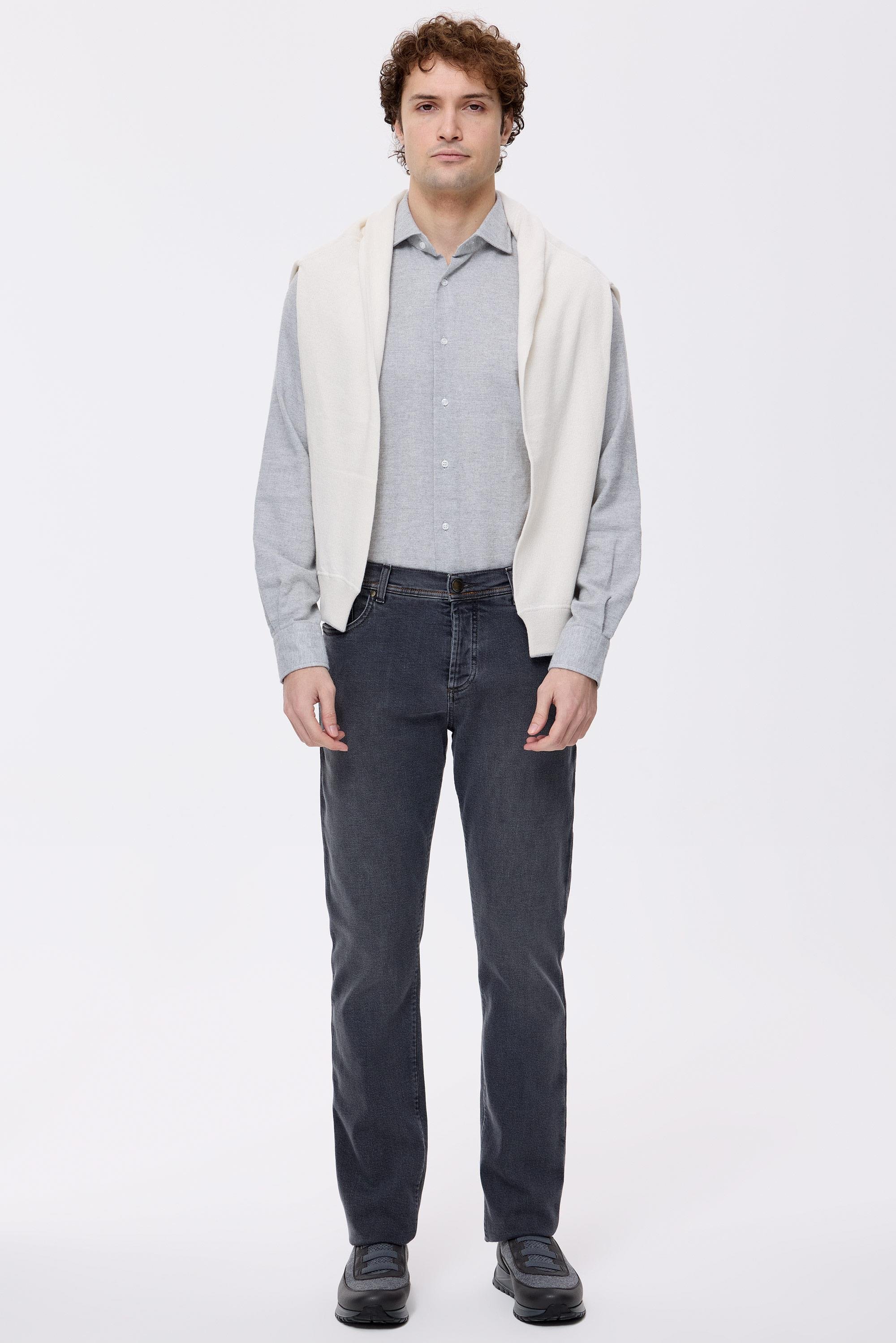 Gri Kaşmirli Denim Pantolon