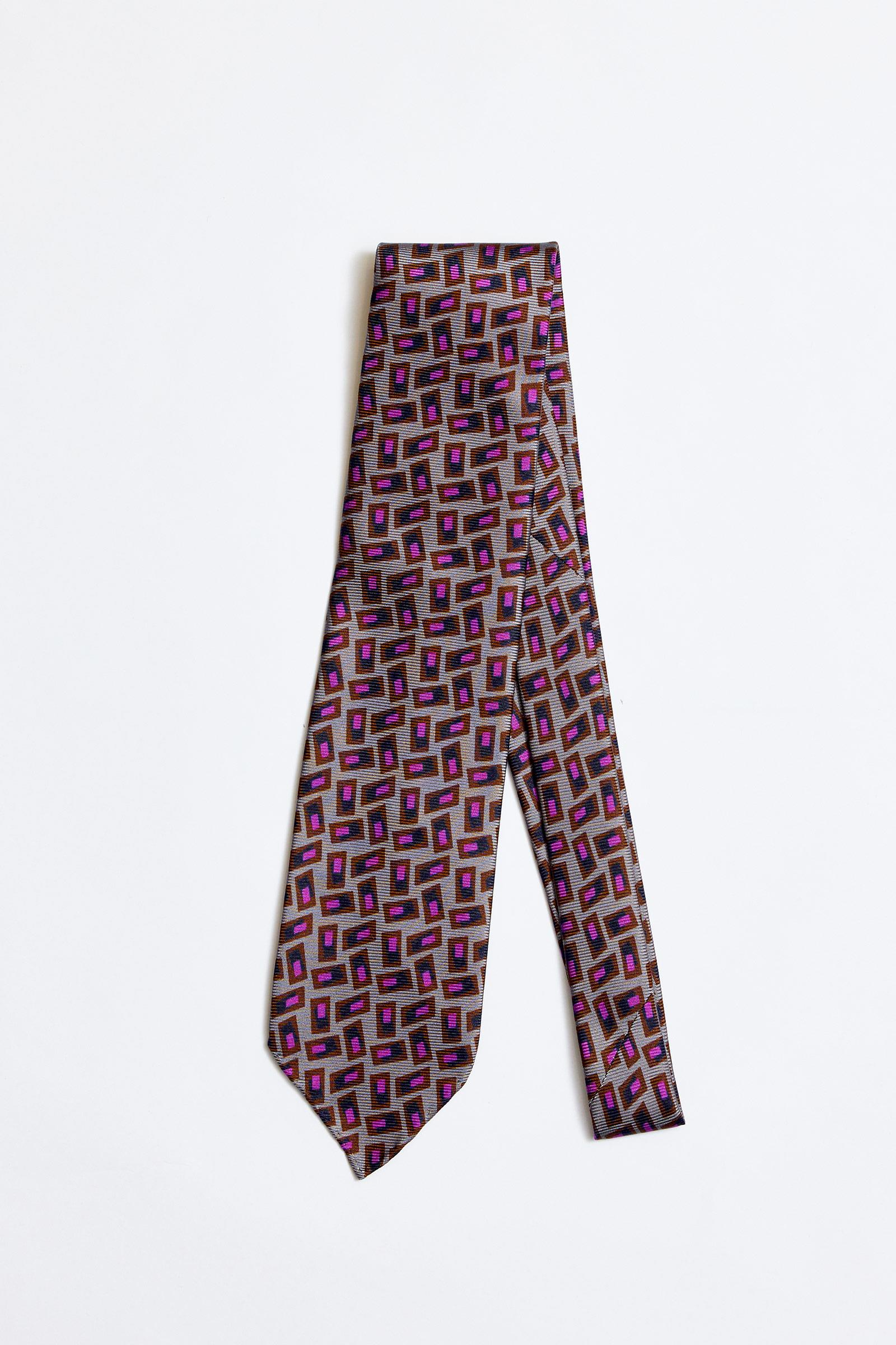 Gri Mor Astarsız 5 Fold İpek Kravat