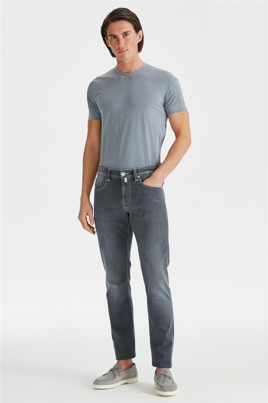 Gri Organik Pamuklu Denim Pantolon