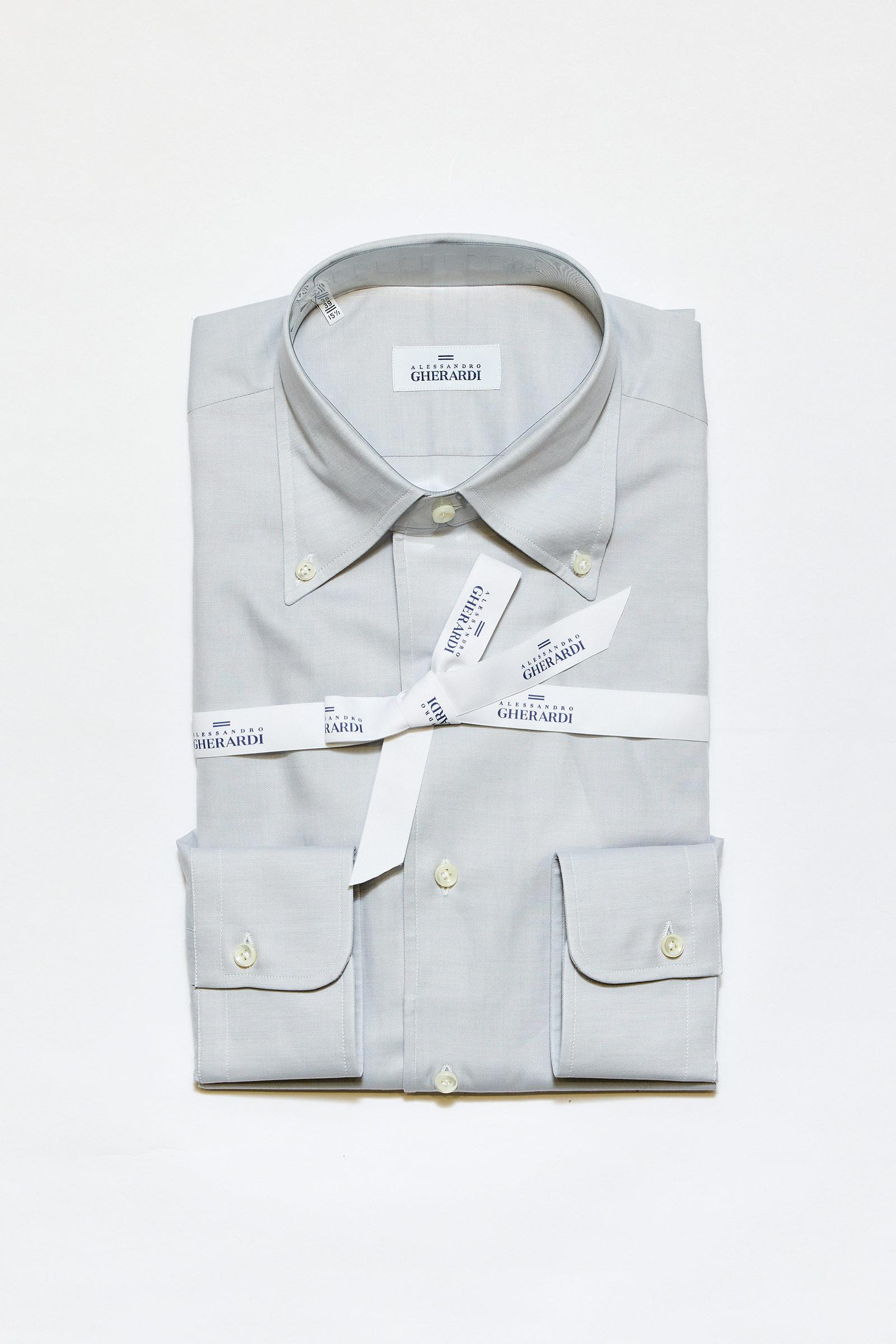 Gri Yaka Düğmeli One-Piece Pamuk Gömlek