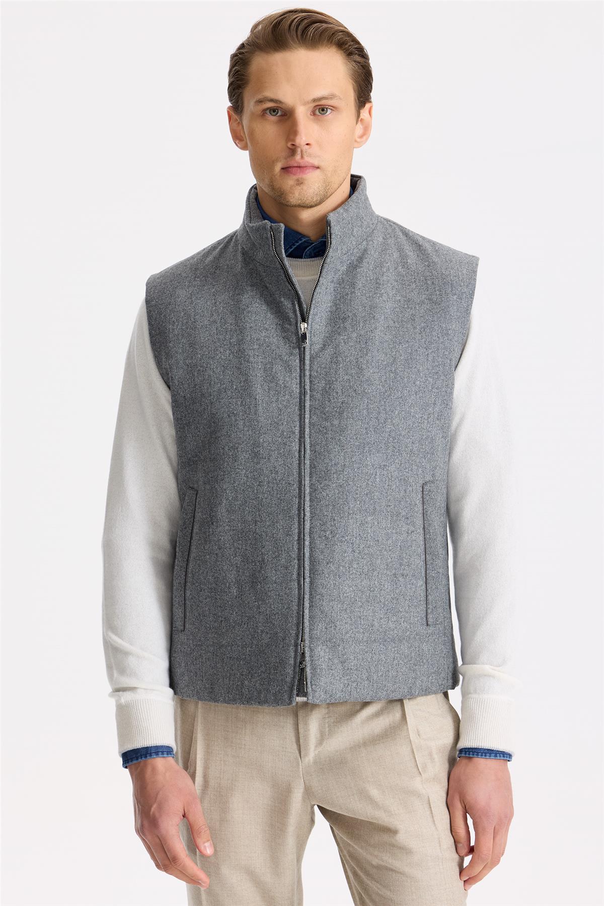 Gri Yün Yelek 